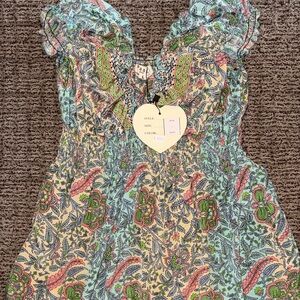 PAANI Floral Paisley Dress with Ruffled Sleeves